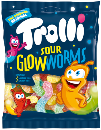 TROLLI SOUR GLOWWORMS 100g kyselé želé bonbóny