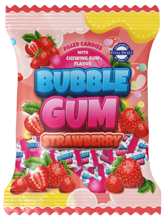 BUBBLE GUM STRAWBERRY 65g žvýkačkové bonbóny (jahoda)