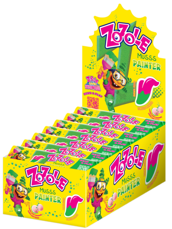 ZOZOLE DROPS PAINTER GREEN 30g barvicí bubble gum bonbóny (balení:24ks 1ks od 0,25eur)