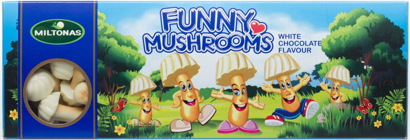 FUNNY MUSHROOMS 170g sušenky s bílou čokoládou